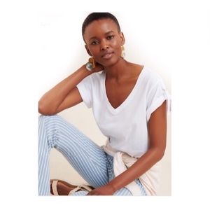 Anthropologie White Mischa V-Neck Tee